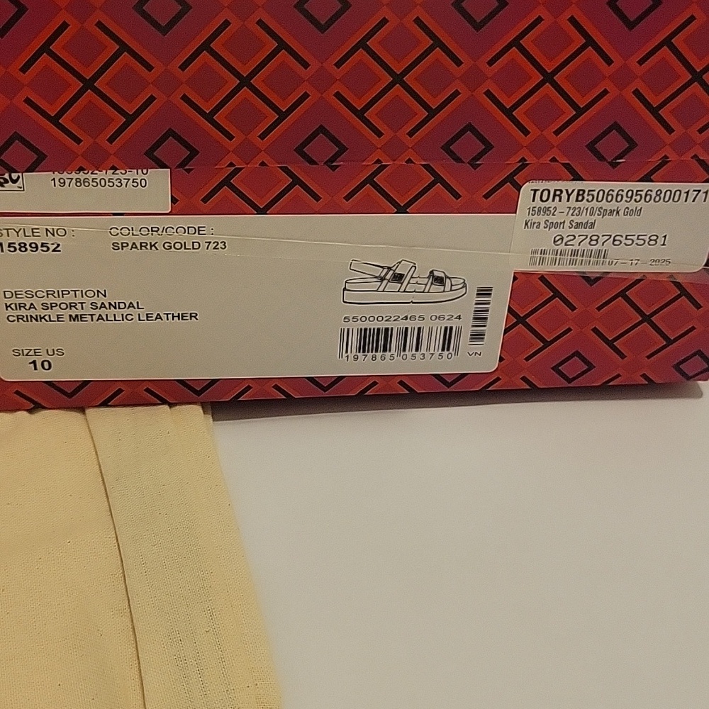 Tory Burch Gold Metallic Sandals Womens Size 10 New In Box - Picture 6 of 10